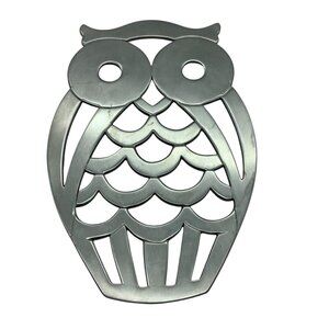 Vtg FB Rogers Silver Co Silverplate Owl‎ Trivet USA Footed Bird Hot Plate